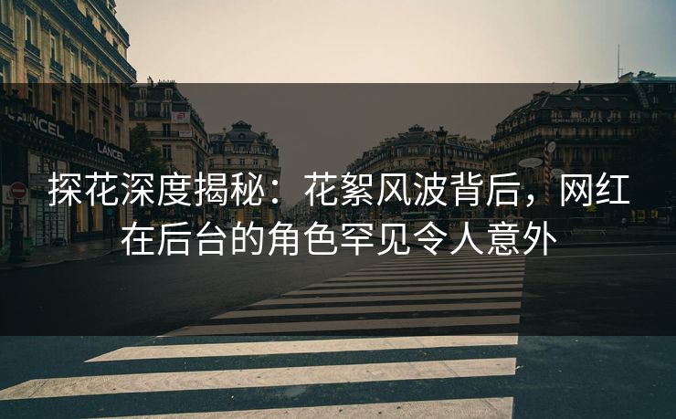 探花深度揭秘：花絮风波背后，网红在后台的角色罕见令人意外