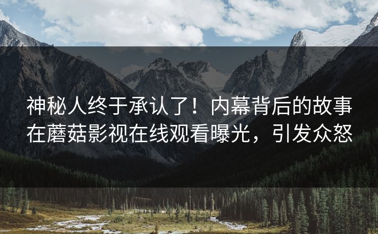 神秘人终于承认了！内幕背后的故事在蘑菇影视在线观看曝光，引发众怒