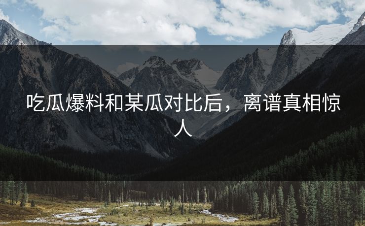 吃瓜爆料和某瓜对比后，离谱真相惊人