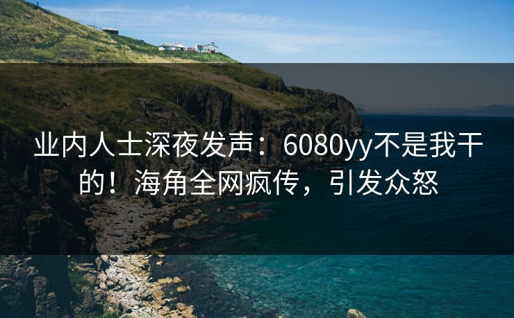 业内人士深夜发声：6080yy不是我干的！海角全网疯传，引发众怒