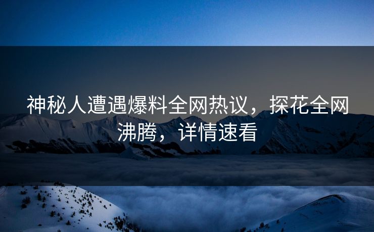神秘人遭遇爆料全网热议，探花全网沸腾，详情速看