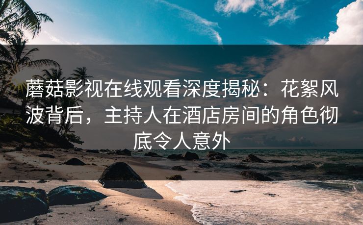 蘑菇影视在线观看深度揭秘：花絮风波背后，主持人在酒店房间的角色彻底令人意外