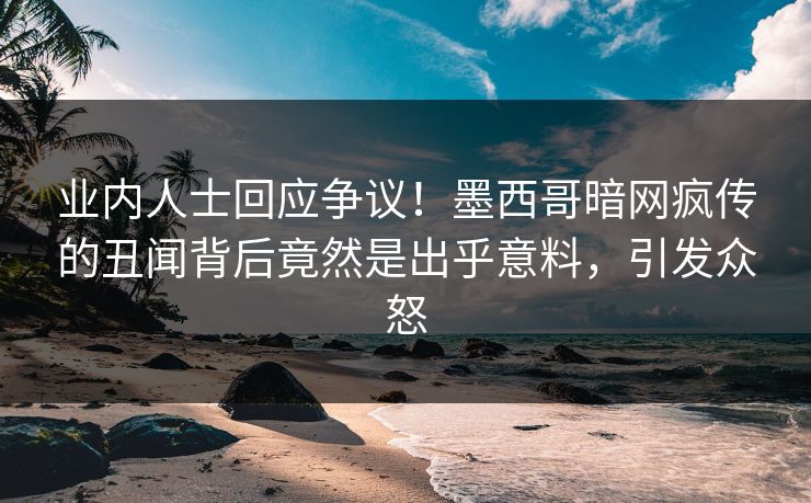 业内人士回应争议！墨西哥暗网疯传的丑闻背后竟然是出乎意料，引发众怒