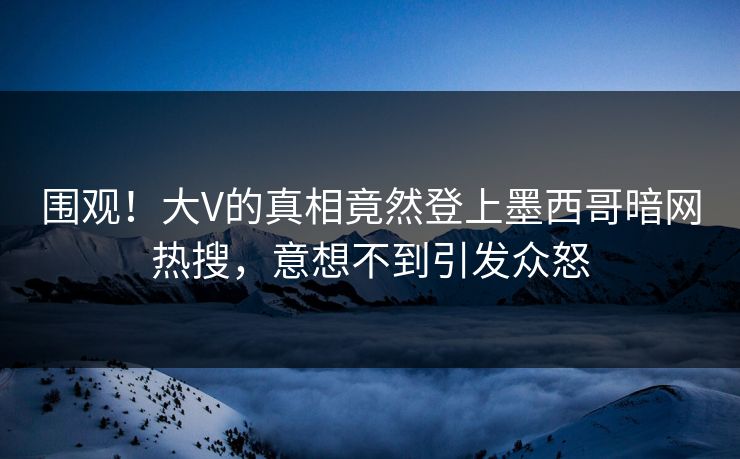 围观！大V的真相竟然登上墨西哥暗网热搜，意想不到引发众怒