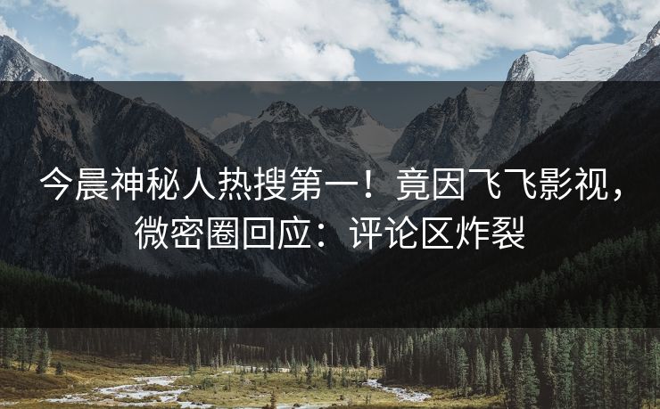 今晨神秘人热搜第一！竟因飞飞影视，微密圈回应：评论区炸裂